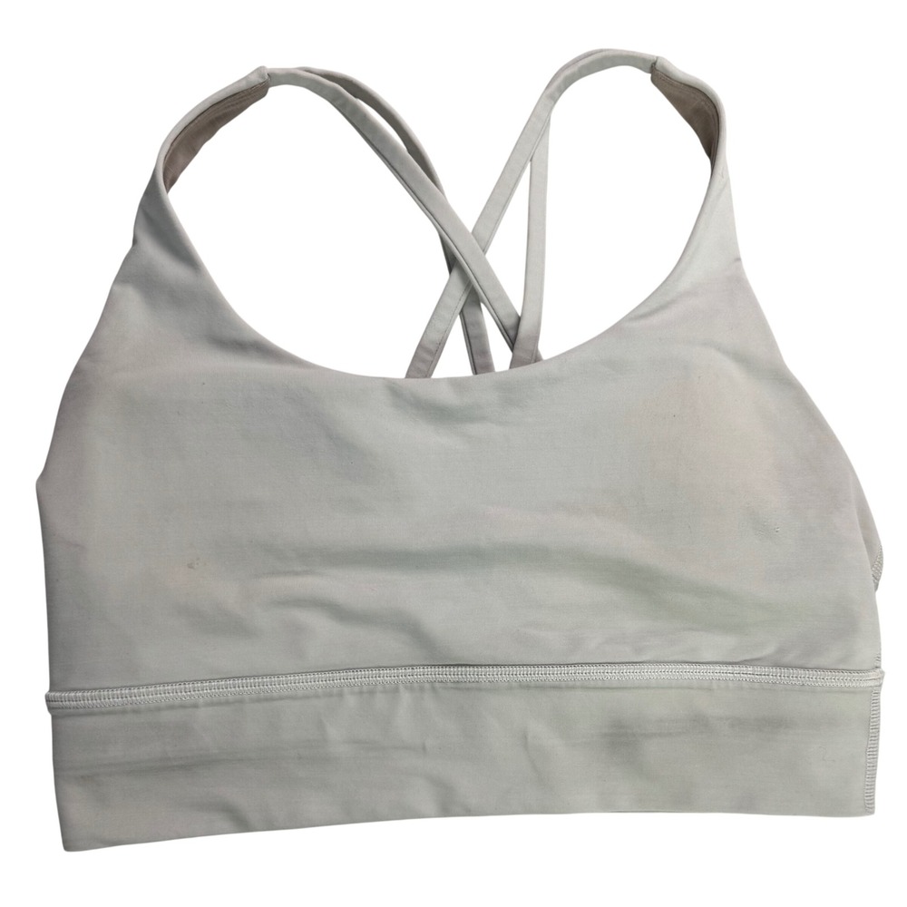 Lululemon Energy Bra Longline white Strappy Back Sports Bra Size 8